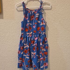 Tea Collection Floral Blue Dress with Red and Pink Accents